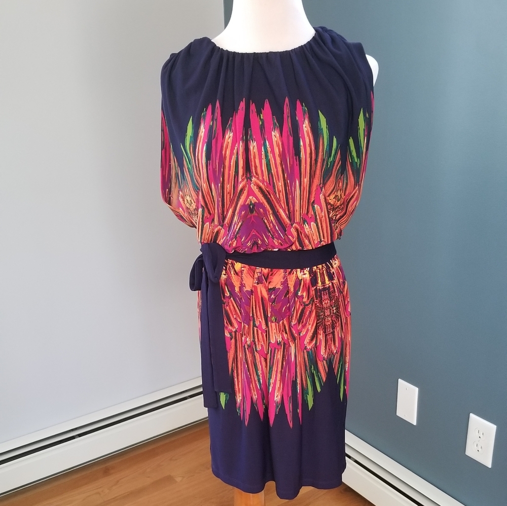 Buy2 Get 1 FREE!! ⭐️Designer Navy Floral Sleeveless Dress